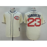 Men's Chicago Cubs #23 Ryne Sandberg Retired Cream 1929 Majestic Cooperstown Collection Throwback Jersey