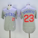 Men's Chicago Cubs #23 Ryne Sandberg Retired Gray Road 2016 Flexbase Majestic Baseball Jersey