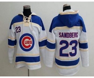 Men's Chicago Cubs #23 Ryne Sandberg Retired White Baseball MLB Hoodie