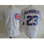 Men's Chicago Cubs #23 Ryne Sandberg White 1990 Throwback Cooperstown Collection Stitched MLB Mitchell & Ness Jersey