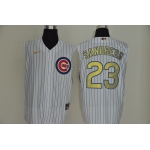 Men's Chicago Cubs #23 Ryne Sandberg White Gold 2020 Cool and Refreshing Sleeveless Fan Stitched MLB Nike Jersey