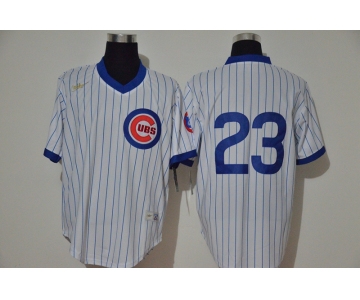 Men's Chicago Cubs #23 Ryne Sandberg White Strip Home Cooperstown Stitched Nike MLB Jersey