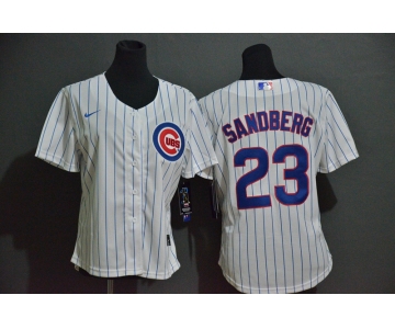 Women's Chicago Cubs #23 Ryne Sandberg White Stitched MLB Cool Base Nike Jersey