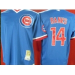 Chicago Cubs #14 Ernie Banks 1984 Blue Throwback Jersey