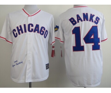 Chicago Cubs #14 Ernie Banks 1988 White Throwback Jersey