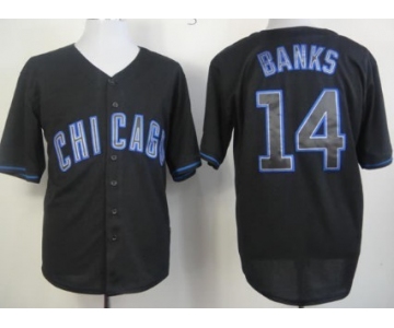 Chicago Cubs #14 Ernie Banks Black Fashion Jersey