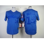 Chicago Cubs #14 Ernie Banks Blue Pinstripe Throwback Jersey