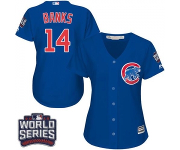 Cubs #14 Ernie Banks Blue Alternate 2016 World Series Bound Women's Stitched MLB Jersey