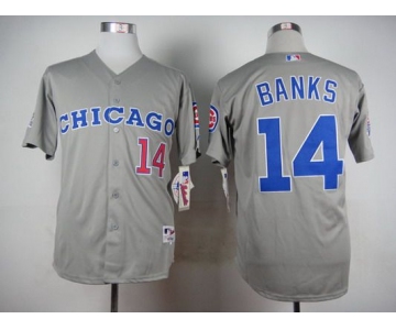 Men's Chicago Cubs #14 Ernie Banks 1990 Turn Back The Clock Gray Jersey With 1990 All-Star Patch