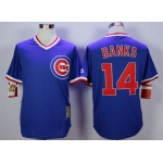 Men's Chicago Cubs #14 Ernie Banks Blue Throwback Jersey