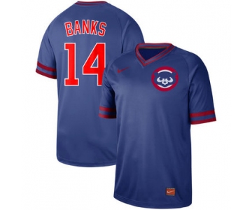 Men's Chicago Cubs #14 Ernie Banks Blue Throwback Jersey