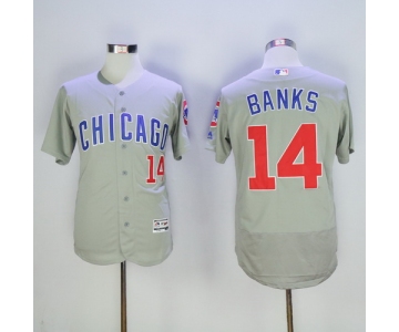 Men's Chicago Cubs #14 Ernie Banks Retired Gray Road 2016 Flexbase Majestic Baseball Jersey