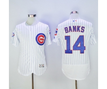 Men's Chicago Cubs #14 Ernie Banks White Pullover 2016 Flexbase Majestic Baseball Jersey