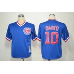 Chicago Cubs #10 Ron Santo 1984 Blue Throwback Jersey