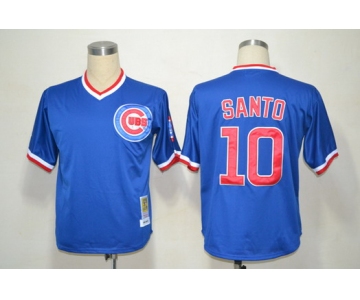 Chicago Cubs #10 Ron Santo 1984 Blue Throwback Jersey
