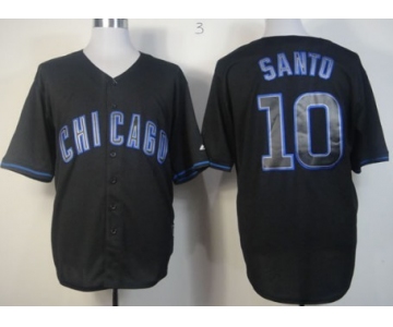 Chicago Cubs #10 Ron Santo Black Fashion Jersey