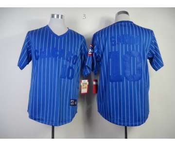 Chicago Cubs #10 Ron Santo Blue Pinstripe Throwback Jersey