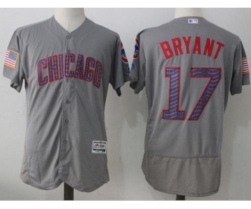 Chicago Cubs #17 Kris Bryant Grey Fashion Stars & Stripes Flexbase Authentic Stitched MLB Jersey