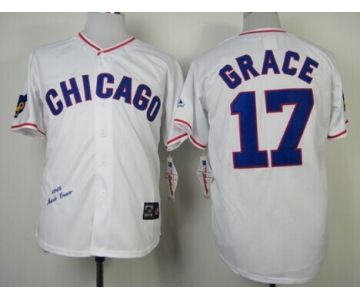 Chicago Cubs #17 Mark Grace 1988 White Throwback Jersey