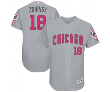 Chicago Cubs #18 Ben Zobrist Grey Flexbase Authentic Collection Mother's Day Stitched MLB Jersey