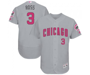 Chicago Cubs #3 David Ross Grey Flexbase Authentic Collection Mother's Day Stitched MLB Jersey