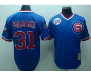 Chicago Cubs #31 Greg Maddux 1984 Blue Throwback Jersey