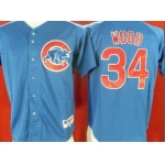 Chicago Cubs #34 Kerry Wood Blue Jersey