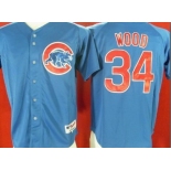 Chicago Cubs #34 Kerry Wood Blue Jersey