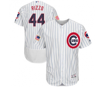 Chicago Cubs #44 Anthony Rizzo Majestic 2017 Stars & Stripes Authentic Collection FlexBase Player White Jersey