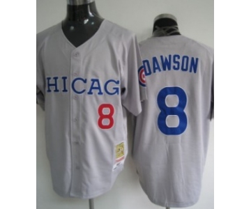 Chicago Cubs #8 Andre Dawson Gray Throwback Jersey