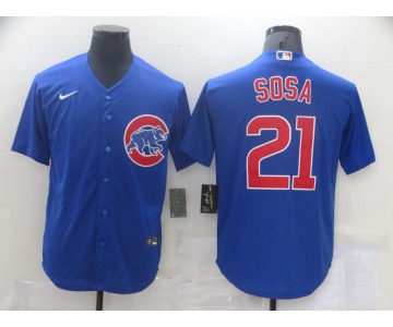 Men Chicago Cubs 21 Sosa Blue Game Nike MLB Jerseys