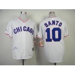 Men's Chicago Cubs #10 Ron Santo 1968 White Majestic Throwback Jersey