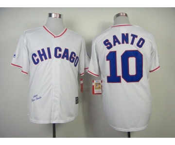 Men's Chicago Cubs #10 Ron Santo 1968 White Majestic Throwback Jersey