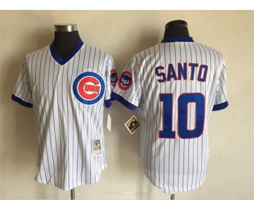 Men's Chicago Cubs #10 Ron Santo 1988 White Pullover Stitched MLB Throwback Jersey By Mitchell & Ness