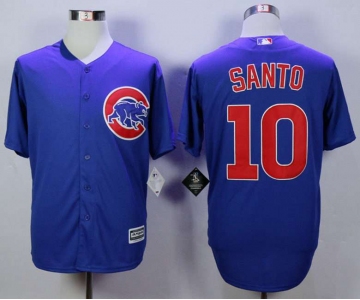 Men's Chicago Cubs #10 Ron Santo Blue New Cool Base Jersey