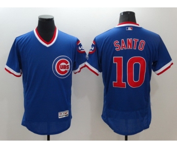 Men's Chicago Cubs #10 Ron Santo Retired Blue Pullover 2016 Flexbase Majestic Baseball Jersey