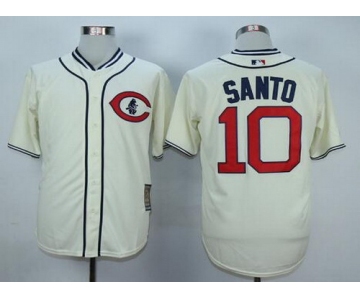 Men's Chicago Cubs #10 Ron Santo Retired Cream 1929 Majestic Cooperstown Collection Throwback Jersey