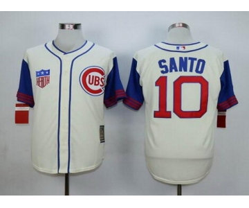 Men's Chicago Cubs #10 Ron Santo Retired Cream 1942 Majestic Cooperstown Collection Throwback Jersey