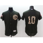 Men's Chicago Cubs #10 Ron Santo Retired Green Salute to Service 2016 Flexbase Majestic Baseball Jersey