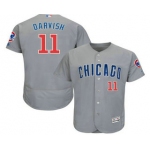 Men's Chicago Cubs #11 Yu Darvish Grey Road Stitched MLB Flex Base Jersey