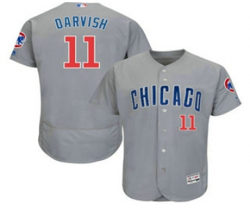 Men's Chicago Cubs #11 Yu Darvish Grey Road Stitched MLB Flex Base Jersey