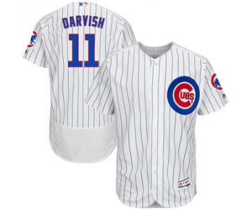 Men's Chicago Cubs 11 Yu Darvish Majestic White Authentic Collection Flex Base Player Jersey