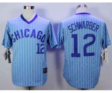 Men's Chicago Cubs #12 Kyle Schwarber 1988 Light Blue Majestic Jersey