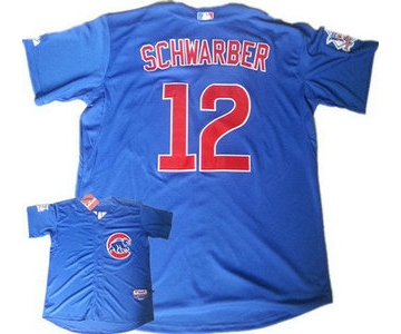 Men's Chicago Cubs #12 Kyle Schwarber Alternate Blue MLB Cool Base Jersey