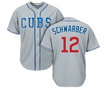 Men's Chicago Cubs #12 Kyle Schwarber Alternate Gray 2014 MLB Cool Base Jersey