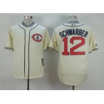 Men's Chicago Cubs #12 Kyle Schwarber Cream 1929 Majestic Cooperstown Collection Throwback Jersey