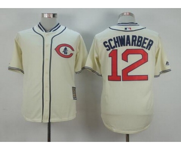 Men's Chicago Cubs #12 Kyle Schwarber Cream 1929 Majestic Cooperstown Collection Throwback Jersey