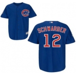 Men's Chicago Cubs #12 Kyle Schwarber Home Alternate Blue MLB Cool Base Jersey