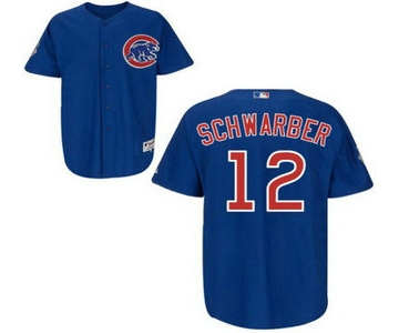 Men's Chicago Cubs #12 Kyle Schwarber Home Alternate Blue MLB Cool Base Jersey