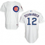 Men's Chicago Cubs #12 Kyle Schwarber Home White MLB Cool Base Jersey